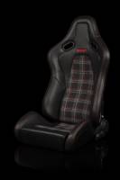 BRAUM RACING SEATS & MORE - BRAUM Racing Falcon-S Composite FRP Reclining Seats - Red Plaid W/ Red Stitching - Pair - Image 3