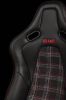 BRAUM RACING SEATS & MORE - BRAUM Racing Falcon-S Composite FRP Reclining Seats - Red Plaid W/ Red Stitching - Pair - Image 4