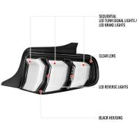 Spec'D Tuning Products - Spec-D 2010-2012 Ford Mustang Sequential LED Tail Lights (Matte Black Housing/Clear Lens) - Image 6