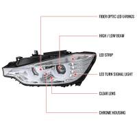 Spec'D Tuning Products - Spec-D 2012-2015 BMW F30 3 Series Sedan Dual LED U-Bar Projector HID-Compatible Headlights w/ LED Turn Signal Lights (Chrome Housing/Clear Lens) - Image 7