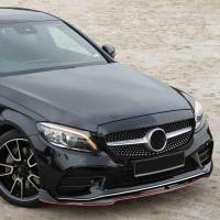 Spec'D Tuning Products - Spec-D 2019-2021 Mercedes Benz W205 C Class Glossy Black/Red Trim 3PC Front Bumper Lip Splitter Kit - Image 8