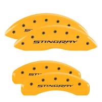 MGP Caliper Covers Yellow finish, Black Stingray for 2014-2019 Chevrolet Corvette