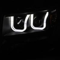 ANZO Headlights, Tail Lights and More  - ANZO 2009-2014 Ford F-150 Projector Headlights w/ U-Bar Black Amber (HID TYPE) (WITHOUT HID KIT) - Image 2