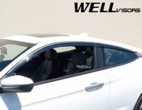 WellVisors - WellVisors Side Window Deflectors Honda Civic Coupe 2016+ w/ Chrome Trim - Image 3