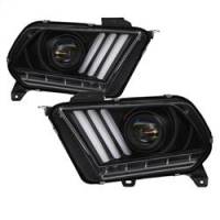 Spyder 10-13 Ford Mustang - Halogen - Projector Headlights - LED Signals -Black (PRO-YD-FM2010V2-BK)