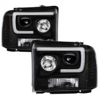 Spyder Ford F250/350/450 05-07 Projector Headlights - Light Bar DRL LED - Black PRO-YD-FS05V2-LB-BK