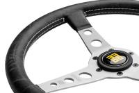 Momo - Momo Prototipo Steering Wheel 350 mm - Black Leather/Wht Stitch/Black Spokes - Image 3