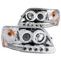 ANZO Headlights, Tail Lights and More  - ANZO 1997.5-2003 Ford F-150 Projector Headlights w/ Halo and LED Chrome 1pc - Image 1