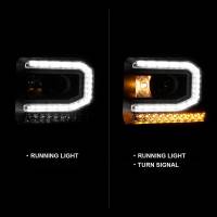 ANZO Headlights, Tail Lights and More  - ANZO 2016-2019 Gmc Sierra 1500 Projector Headlight Plank Style Black w/ Sequential Amber Signal - Image 2