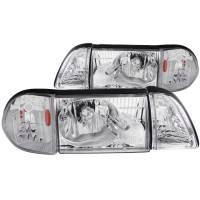 ANZO Headlights, Tail Lights and More  - ANZO 1987-1993 Ford Mustang Crystal Headlights Chrome w/ Corner Lights 2pc - Image 1