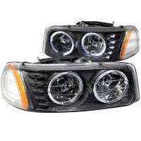 ANZO 1999-2006 Gmc Sierra 1500 Crystal Headlights w/ Halo and LED Black