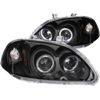 ANZO Headlights, Tail Lights and More  - ANZO 1996-1998 Honda Civic Projector Headlights w/ Halo Black - Image 1