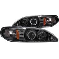 ANZO Headlights, Tail Lights and More  - ANZO 1994-1998 Ford Mustang Projector Headlights w/ Halo Black 1pc - Image 1