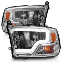 ANZO Headlights, Tail Lights and More  - ANZO 2009-2018 Dodge Ram 1500/ 2500/ 3500 Crystal Headlights w/ Light Bar Chrome Housing - Image 2