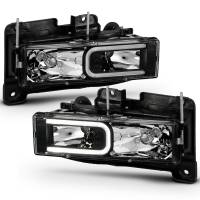 ANZO Headlights, Tail Lights and More  - ANZO 1999-2000 Cadillac Escalade Crystal Headlights Light Bar Black Housing (Pair) - Image 2