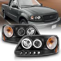 ANZO Headlights, Tail Lights and More  - ANZO 1997-2003 Ford F-150 Projector Headlights w/ Halo Black (CCFL) - Image 2