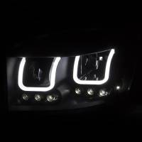 ANZO Headlights, Tail Lights and More  - ANZO 2006-2008 Dodge Ram 1500 Projector Headlights w/ U-Bar Black - Image 2