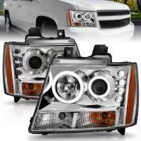 ANZO Headlights, Tail Lights and More  - ANZO 2007-2013 Chevrolet Avalanche Projector Headlights w/ Halo Chrome - Image 2