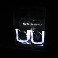 ANZO Headlights, Tail Lights and More  - ANZO 2008-2010 Ford F-250 Projector Headlights w/ U-Bar Black - Image 2