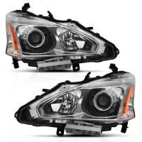 ANZO 2013-2015 Nissan Altima Projector Headlight Chrome Amber