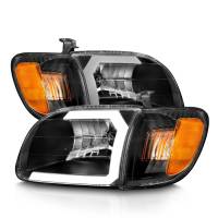 ANZO Headlights, Tail Lights and More  - ANZO 00-04 Toyota Tundra (Fits Reg/Acc Cab Only) Crystal Headlights w/Light Bar Black w/Corner Light - Image 2