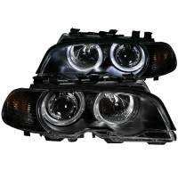 ANZO Headlights, Tail Lights and More  - ANZO 2000-2003 BMW 3 Series E46 Projector Headlights w/ Halo Black - Image 1