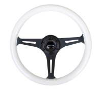 NRG Innovations - NRG Innovations Classic Wood Grain Steering Wheel (350mm) Glow-N-The-Dark Green Grip w/Black 3-Spoke Center - Image 1