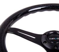 NRG Innovations - NRG Innovations Classic Wood Grain Steering Wheel (350mm) Black Sparkled Grip w/Black 3-Spoke Center - Image 3