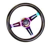 NRG Innovations - NRG Innovations Classic Wood Grain Steering Wheel (350mm) Black Sparkle/Galaxy Color w/Neochrome 3-Spoke - Image 3