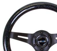 NRG Innovations - NRG Innovations Classic Wood Grain Steering Wheel (310mm) Black Sparkle w/Blk 3-Spoke Center - Image 2