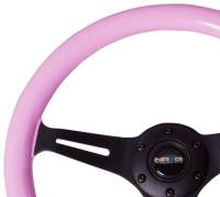 NRG Innovations - NRG Innovations Classic Wood Grain Steering Wheel (350mm) Solid Pink Painted Grip w/Black 3-Spoke Center - Image 2