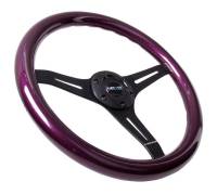 NRG Innovations - NRG Innovations Classic Wood Grain Steering Wheel (350mm) Purple Pearl/Flake Paint w/Black 3-Spoke Center - Image 2