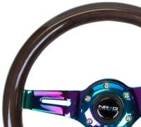 NRG Innovations - NRG Innovations Classic Wood Grain Steering Wheel (310mm) Black w/Neochrome 3-Spoke Center - Image 2