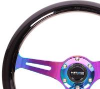 NRG Innovations - NRG Innovations Classic Wood Grain Steering Wheel (350mm) Black Paint Grip w/Neochrome 3-Spoke Center - Image 2