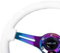 NRG Innovations - NRG Innovations Classic Wood Grain Steering Wheel (350mm) White Paint Grip w/Neochrome 3-Spoke Center - Image 3