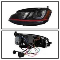 Spyder Auto - Spyder Volkswagen Golf VII 14-16 Projector Headlights DRL LED Red Stripe Blk PRO-YD-VG15-RED-DRL-BK - Image 2