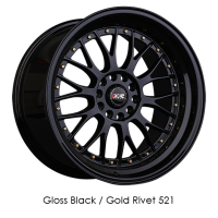 XXR Wheels - XXR Wheels Rim 521 17x7 5x100/5x114.3 ET38 73.1CB Black / Gold Rivets - Image 1