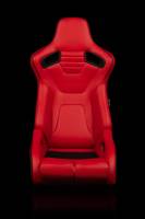 BRAUM Racing Elite-R Series Sport Seats - Red Leatherette (Black Stitching / Black Piping) - Pair