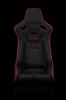 BRAUM Racing Elite-R Series Fixed Back Bucket Seat - Black Polo Cloth (Red Stitching / Red Piping) - Each