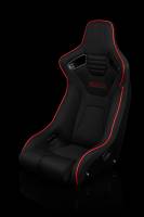 BRAUM RACING SEATS & MORE - BRAUM Racing Elite-R Series Fixed Back Bucket Seat - Black Polo Cloth (Red Stitching / Red Piping) - Each - Image 2