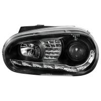 Spec'D Tuning Products - Spec-D 1999-2006 Volkswagen Golf Mk4 GTI/R32 Cabrio Projector Headlights w/ R8 Style LED Light Strip & LED Turn Signal Lights (Matte Black Housing/Clear Lens) - Image 2