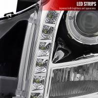 Spec'D Tuning Products - Spec-D 2003-2007 Cadillac CTS Halo Projector Headlights w/ SMD LED Light Strip (Chrome Housing/Clear Lens) - Image 3