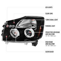 Spec'D Tuning Products - Spec-D 2004-2015 Nissan Titan/ 2004-2007 Armada Dual Halo Projector Headlights (Jet Black Housing/Clear Lens) - Image 1