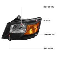 Spec'D Tuning Products - Spec-D 2008-2010 Dodge Grand Caravan Factory Style Crystal Headlights w/ Amber Reflector (Matte Black Housing/Clear Lens) - Image 3