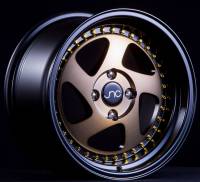 JNC Wheels Rim JNC034 Matte Bronze Black Lip Gold Rivets 15x8 4x100 ET25