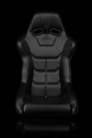 BRAUM Racing Falcon X Series FIA Approved Fixed Back Racing Seat - Black Leatherette (Black Stitching / Black Piping) - Each