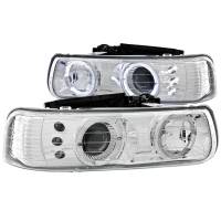 ANZO Headlights, Tail Lights and More  - ANZO 1999-2002 Chevrolet Silverado 1500 Projector Headlights w/ Halo Chrome - Image 1