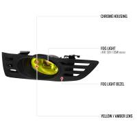 Spec'D Tuning Products - Spec-D 2003-2005 Honda Accord Coupe H11 Fog Lights Kit (Chrome Housing/Yellow Lens) - Image 2