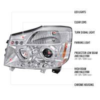 Spec'D Tuning Products - Spec-D 2004-2015 Nissan Titan/ 2004-2007 Armada Dual Halo Projector Headlights (Chrome Housing/Clear Lens) - Image 5