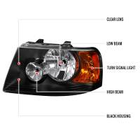 Spec'D Tuning Products - Spec-D 2003-2006 Ford Expedition Factory Style Headlights w/ Amber Reflector (Matte Black Housing/Clear Lens) - Image 6